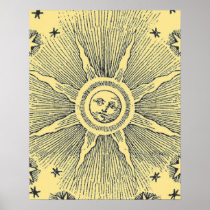 Poster Sun Stars Antiguamente Night Sky Medieval Zodieval
