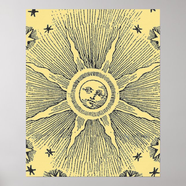 Poster Sun Stars Antiguamente Night Sky Medieval Zodieval (Frente)