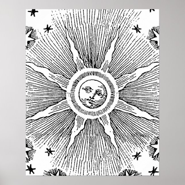 Póster Sun Stars Antiguamente Night Sky Medieval Zodieval (Frente)