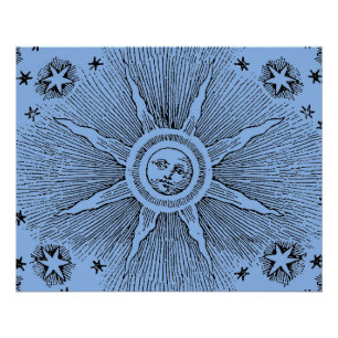 Póster Sun Stars Vintage Caneta e Tinta Digital
