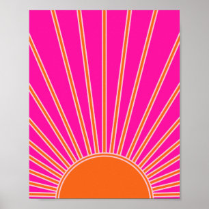 Poster Sun Sunrise Hot Pink E Orange Preppy Sunshor