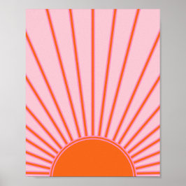 Poster Sun Sunrise Pastel Rosa E Laranja Sol