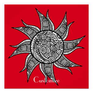 Póster Sun Tattoo Thunder_Cove estilo Henna