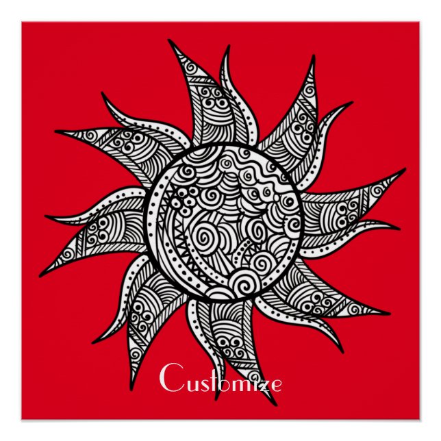 Póster Sun Tattoo Thunder_Cove estilo Henna (Frente)