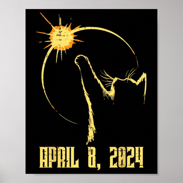 Poster Sun Total Eclipse Solar 2024 Abril 8 Homens Mulher (Frente)
