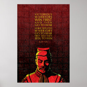 Poster Sun Tzu Citação: Guerreiros vitoriosos e derrotado