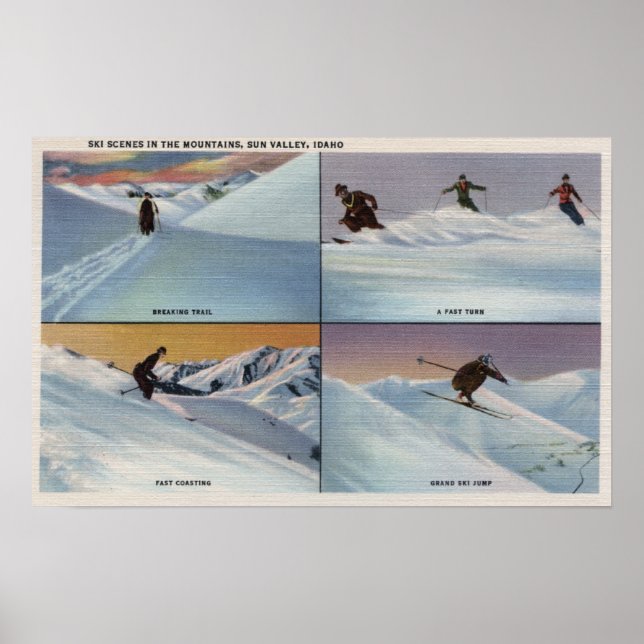 Poster Sun Valley, ID - Esqui (Frente)