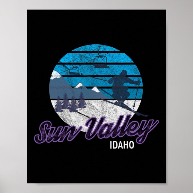 Poster Sun Valley Idaho Usa Ski Resort Snowboard (Frente)