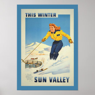 Póster Sun Valley Idaho Viagens vintage