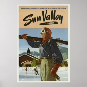 Póster Sun Valley Idaho Winter Sports Viagens vintage