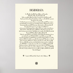 Poster Sunburst dos DESIDERATA no pergaminho