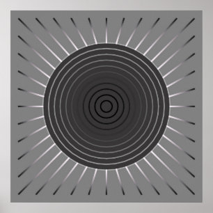 Poster Sunburst geométrico moderno - cinza escuro do