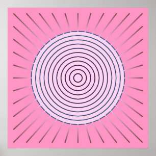 Poster Sunburst Geométrico Moderno - Sombras Rosa