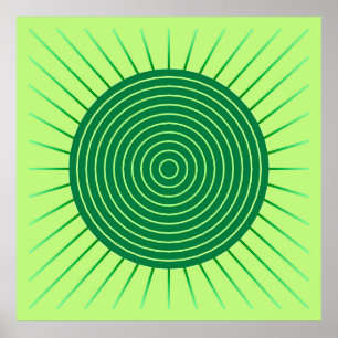 Poster Sunburst geométrico moderno - verde esmeralda e