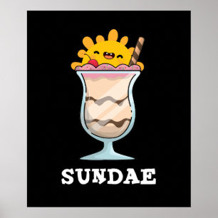 Poster Sundae Engraçado Sorvete Domingo Pun Dark BG
