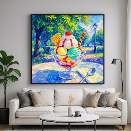 Poster Sundae No Parque - Estilo Impressionista Pastel