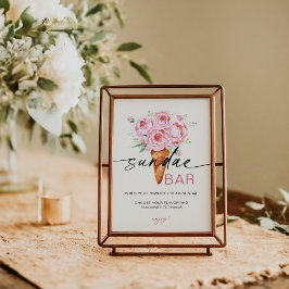 Poster Sundae Sorvete Bar Escopado Sinal de Tema