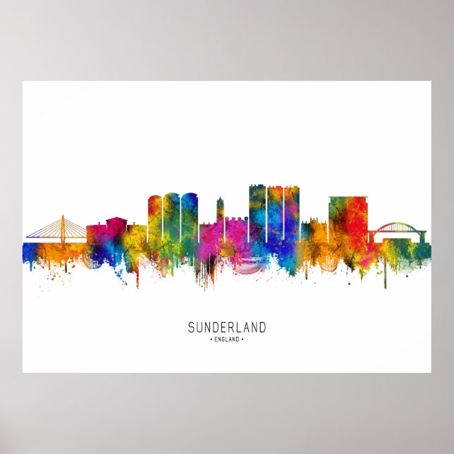 Poster Sunderland England Skyline (Frente)