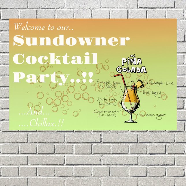 Poster Sundowner Pina Colada Cocktail (Sundowner Pina Colada Cocktail Party Wall Poster)