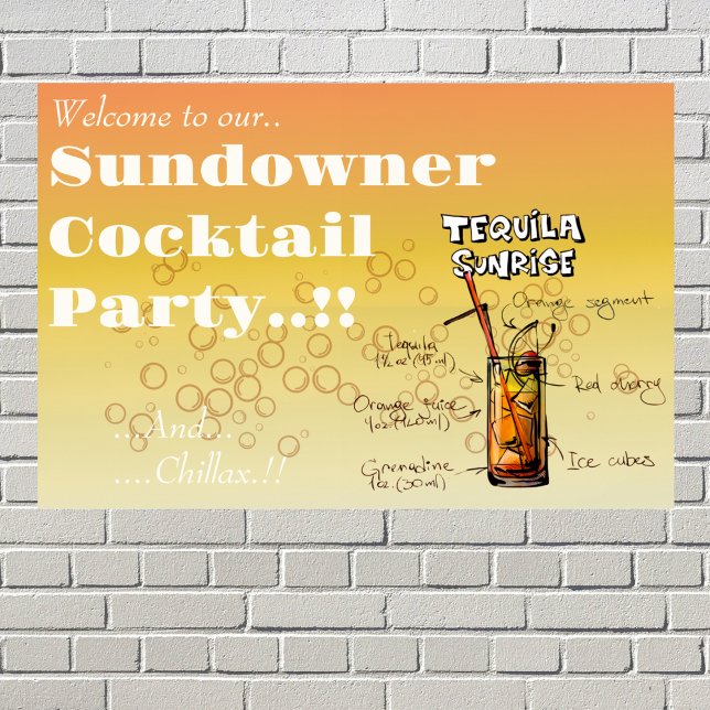 Poster Sundowner Tequila Cocktail (Sundowner Tequila Sunrise Cocktail Party Wall Poster)