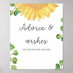 Poster Sunflower advice and wishes for Newlyweds