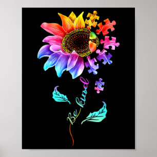 Poster Sunflower Be Kind Quebra-cabeça Piece Autismo Sens
