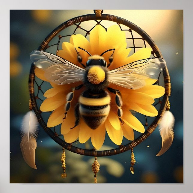 Poster Sunflower Bee Dreamcatcher, (Frente)