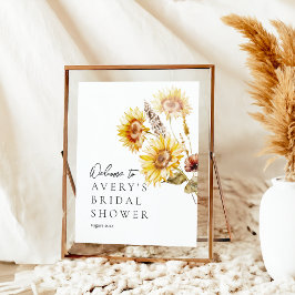 Poster Sunflower Boho Wildflower Chá de panela moderno