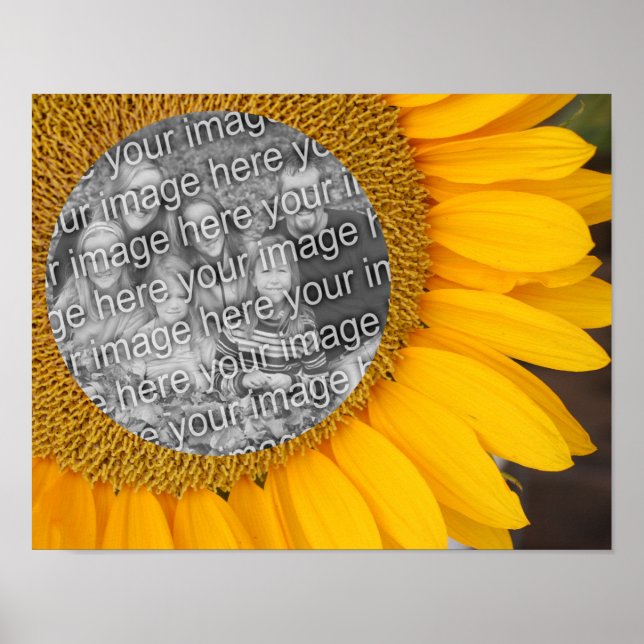 Poster Sunflower Center Frame Add Your Photo (Frente)
