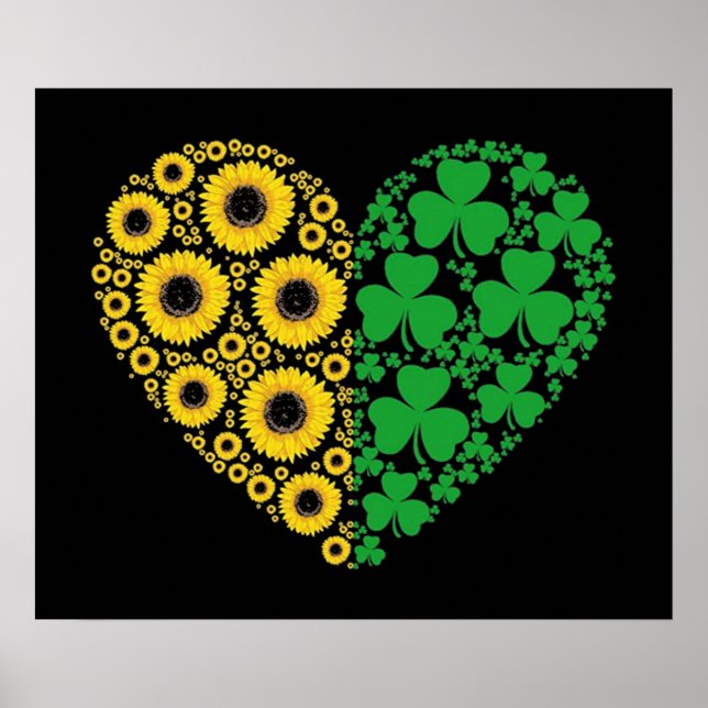 Poster Sunflower e Irish Shamrock Heart (Frente)