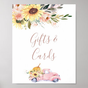 Poster Sunflower Floral Pumpkin Sinal de Chá de fraldas d