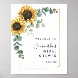 Poster Sunflower Floral Script Bridal Shower Welcome