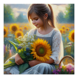 Póster Sunflower Girl