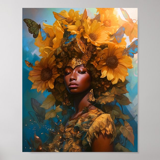 Poster Sunflower Goddese Fantasy Art (Frente)