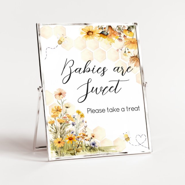 Poster Sunflower Little Honey Babies são doces (Sunflower Little Honey Baby Shower Babies are Sweet Sign)