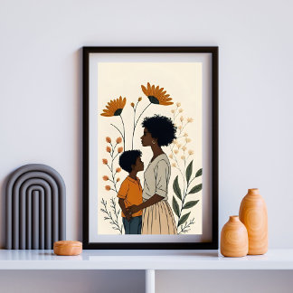 Poster  Sunflower Moments – Mother and Child