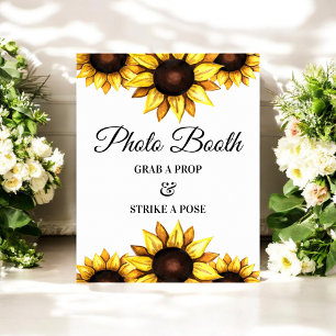 Poster Sunflower Photo Booth - Sinal de casamento amarelo
