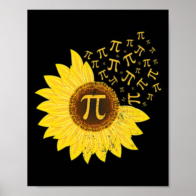 Poster Sunflower Pi Day 3.14 De Março 14 Professor De Mat (Frente)