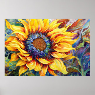 Poster Sunflower Power — pintura aquosa