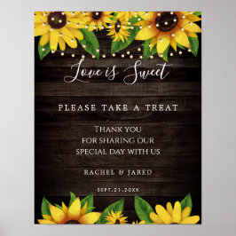 Poster Sunflower Rustic Wood String Luzes Casamento Favor