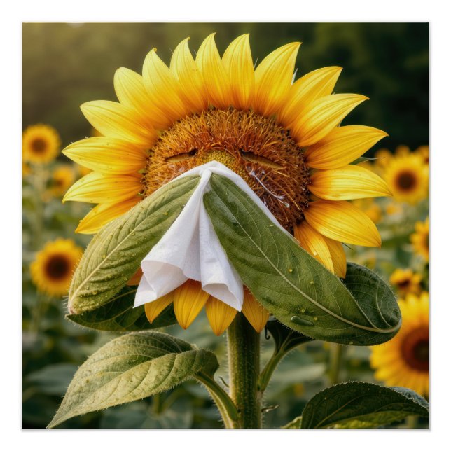 Póster Sunflower Sneezing into a Tissue (Frente)