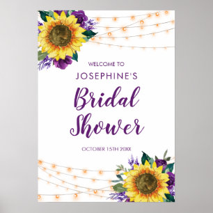Poster Sunflower String Lights Purple Bridal Shower