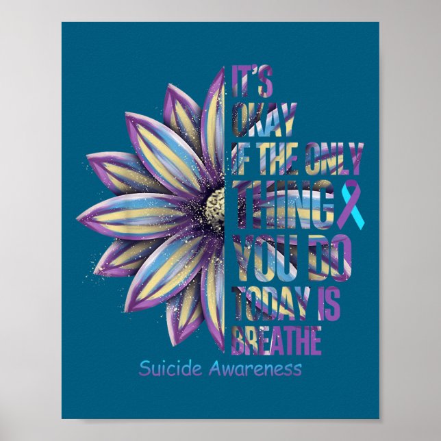 Poster Sunflower Suicide Prevention Awareness Week Teal P (Frente)