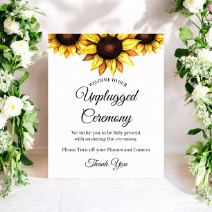 Poster Sunflower Unplugged Ceremony Wedding White Yellow