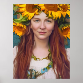 Poster Sunflower Woman