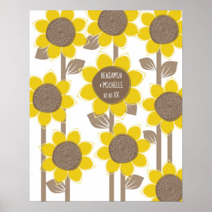 Poster Sunflowers -50 Signature Guest Book Alternative