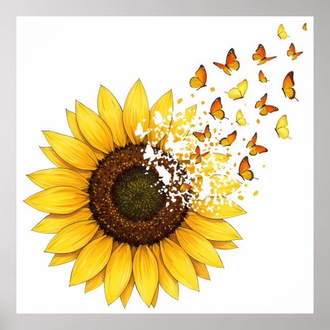 Poster Sunflowers Butterflies (Frente)