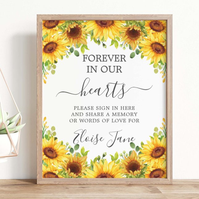 Poster Sunflowers Floral Memorial Funeral Memory Table (Criador carregado)