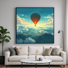 Poster Sunlit Balloon Ride - Estilo de Ilustração Semelha