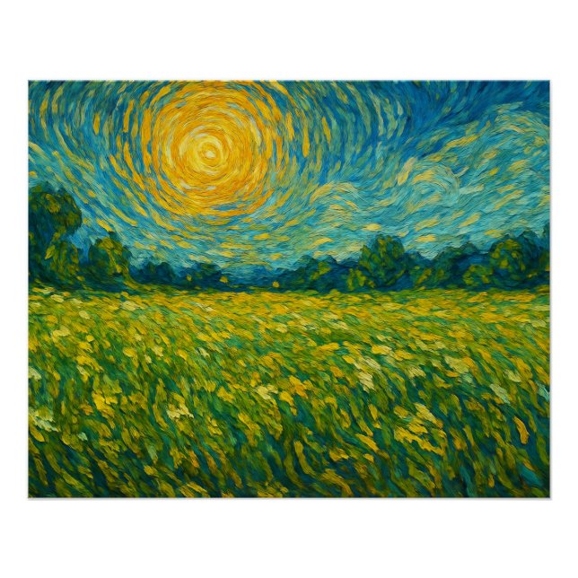 Póster Sunlit Meadow no sonho de Van Gogh (Frente)
